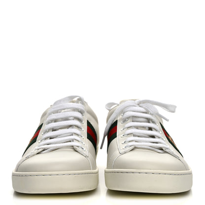 Gucci Calfskin Web Bee Embroidered Womens Ace Sneakers 37.5 White Green 3 of 11