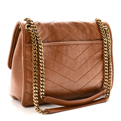 Saint Laurent Crinkled Calfskin Matelasse Monogram Medium Niki Chain Satchel Caramel 3 of 10