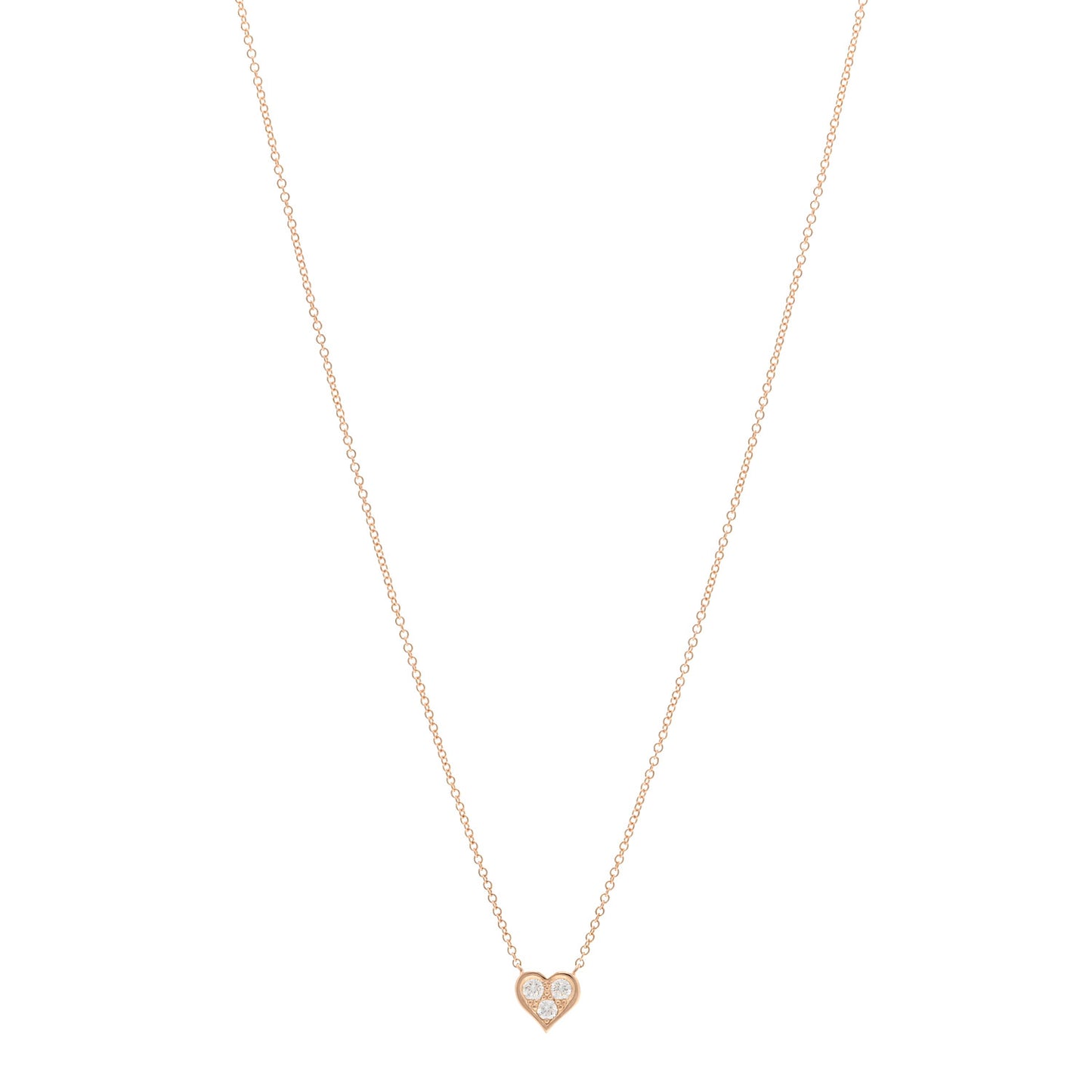 18K Rose Gold Diamond Heart Pendant Necklace