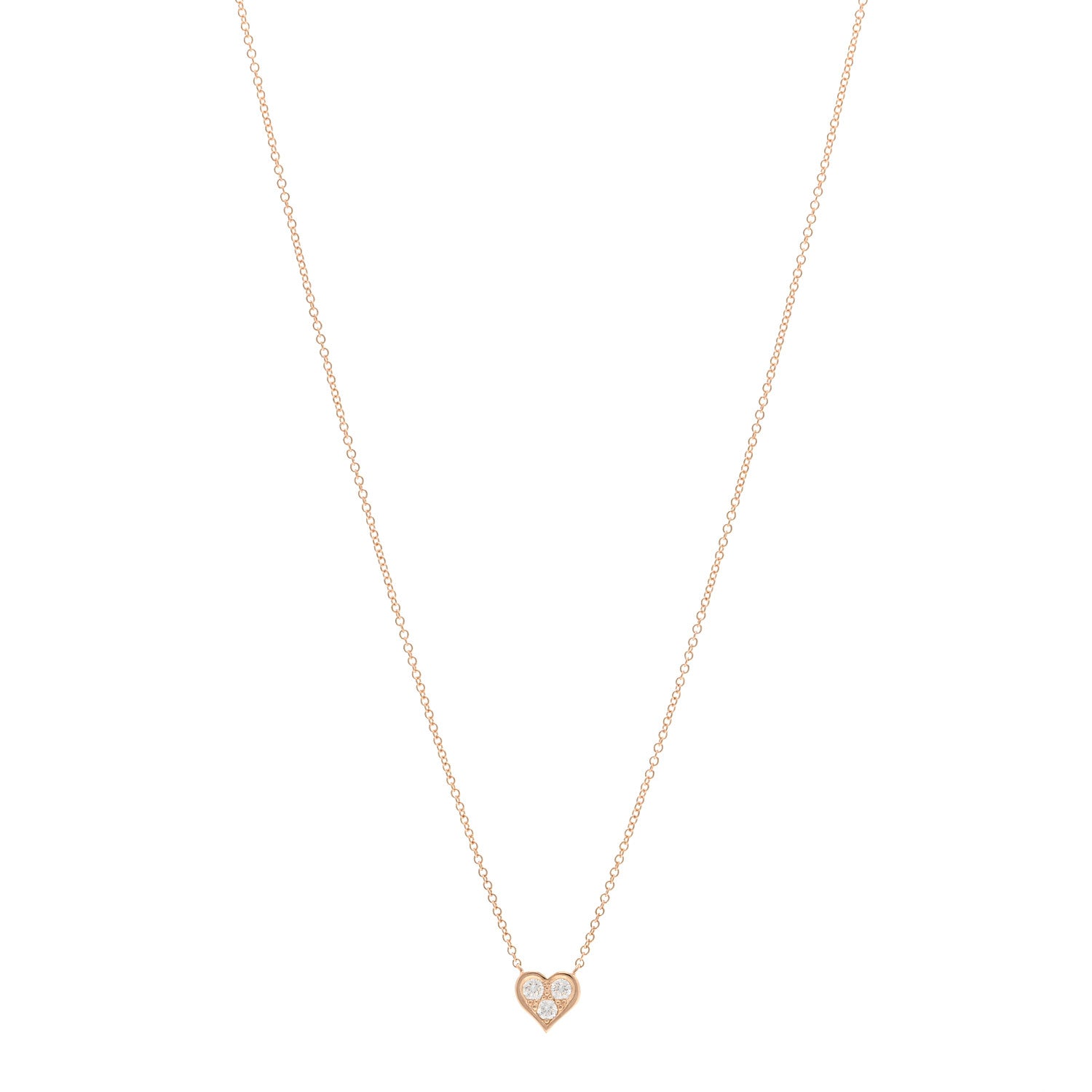 Tiffany 18K Rose Gold Diamond Heart Pendant Necklace 1 of 4