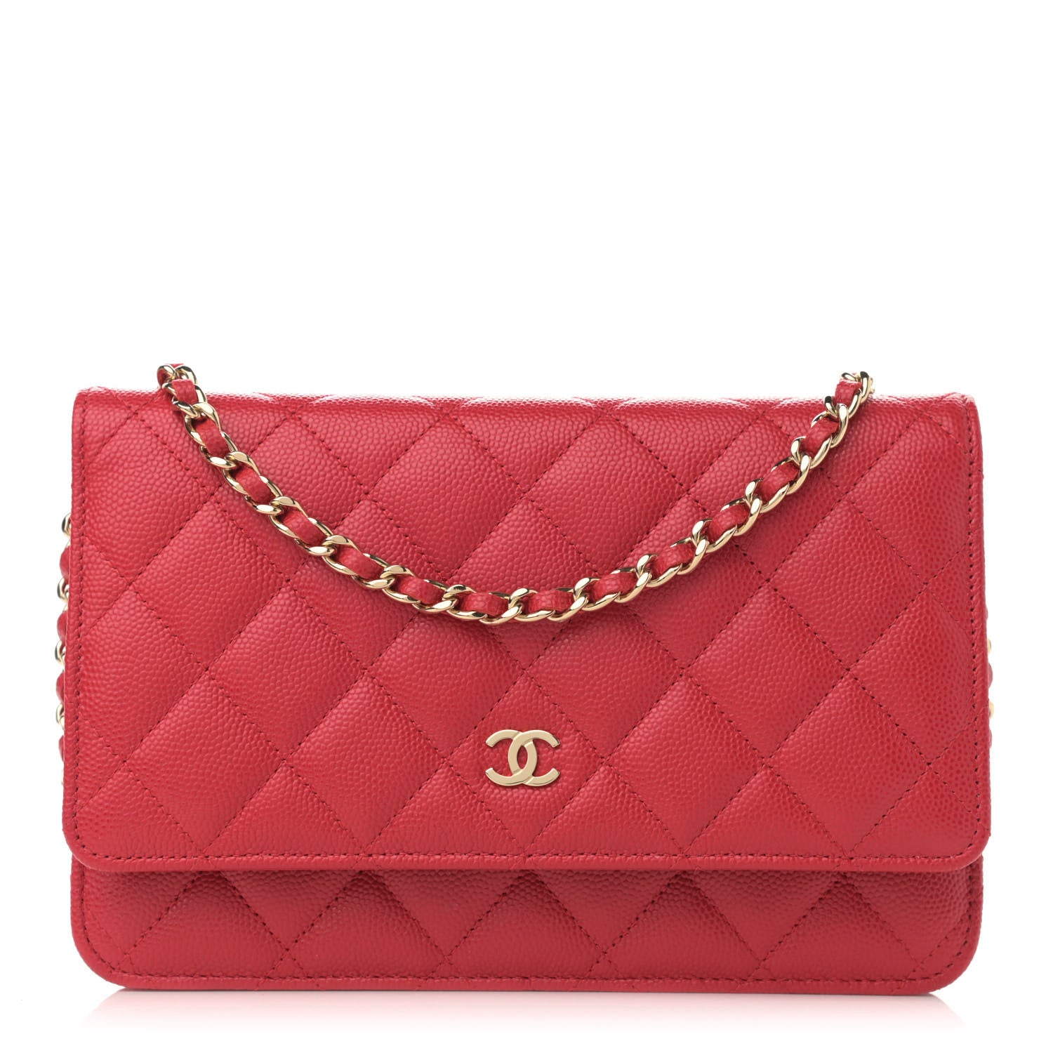 Chanel Caviar Quilted Wallet On Chain WOC Red 1 of 12