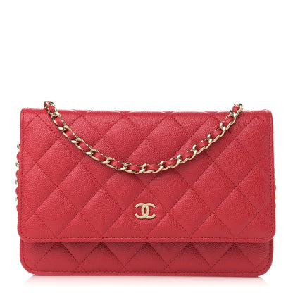 Chanel Caviar Quilted Wallet On Chain WOC Red 1 of 12