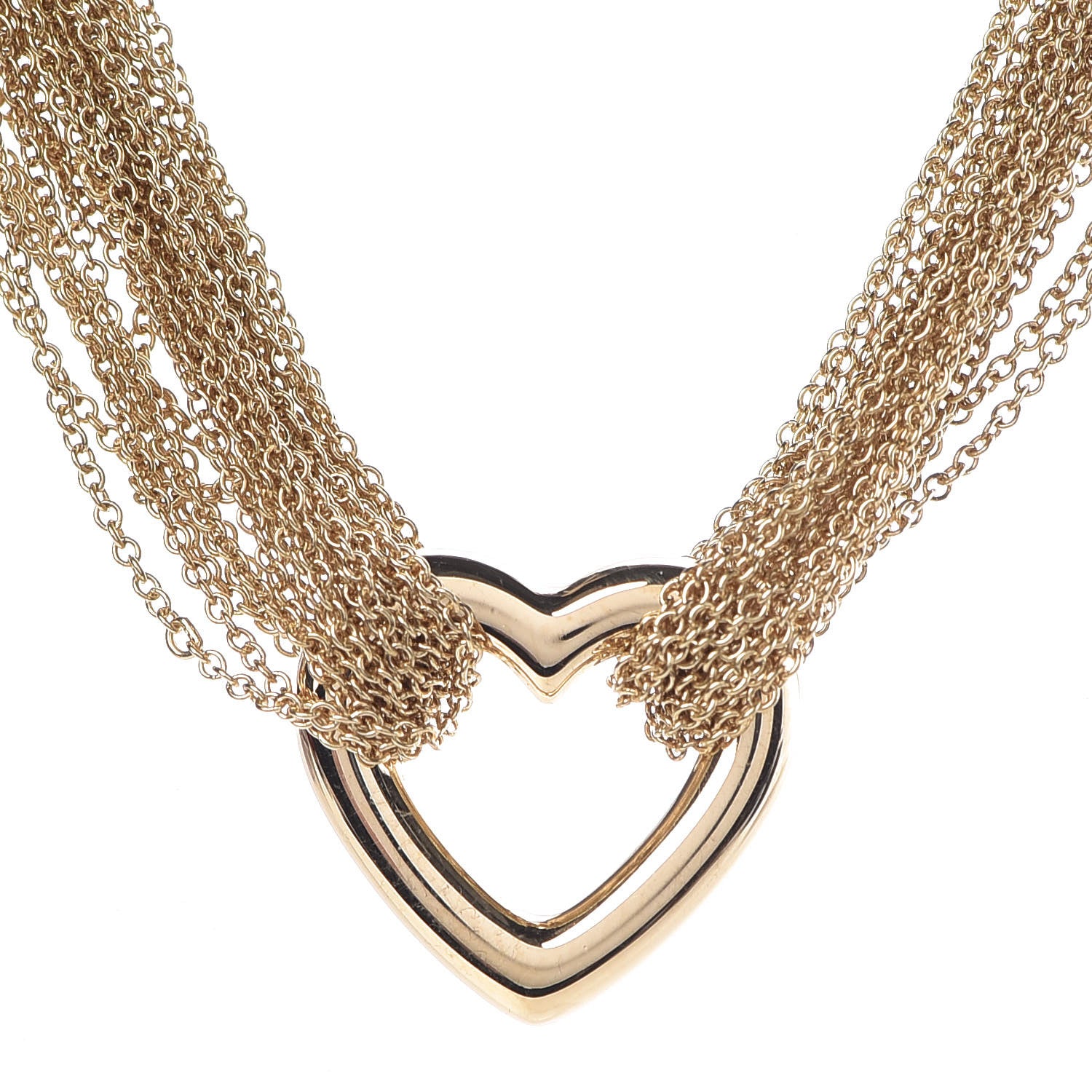 Tiffany 18K Yellow Gold Heart Mesh Toggle Necklace 4 of 6