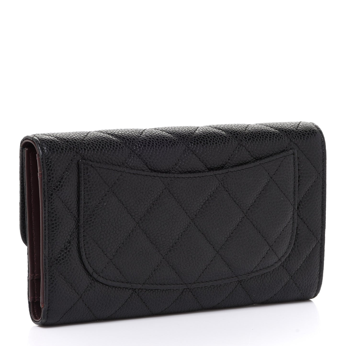 Caviar Quilted Large Flap Wallet Black