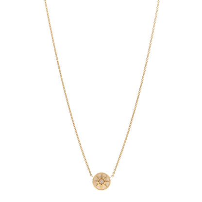 Christian Dior 18K Yellow Gold Diamond Mother of Pearl Rose Des Vents Necklace 1 of 4