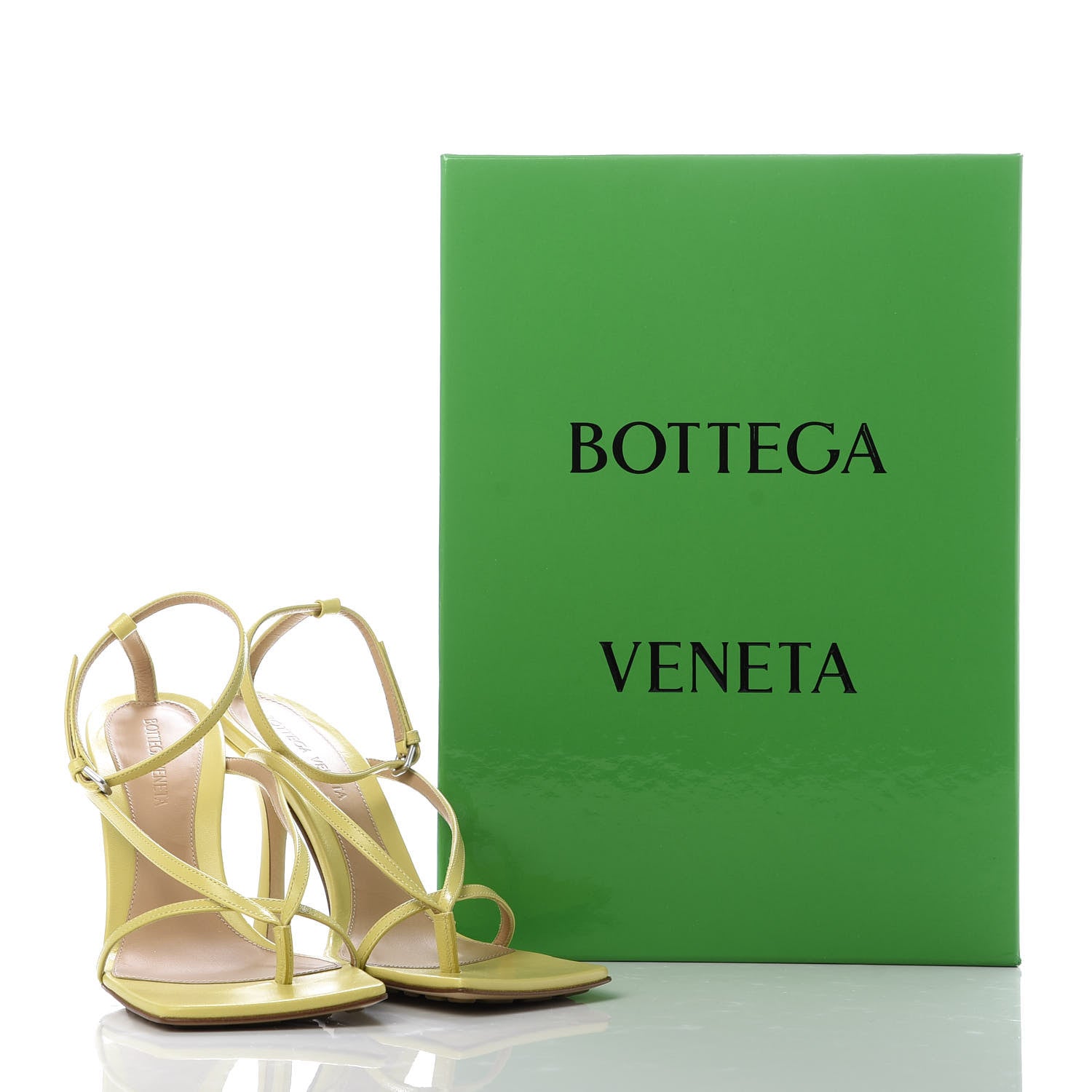 Bottega Veneta Lambskin Stretch Multi Strap 90mm Sandals 38 Pear 9 of 9