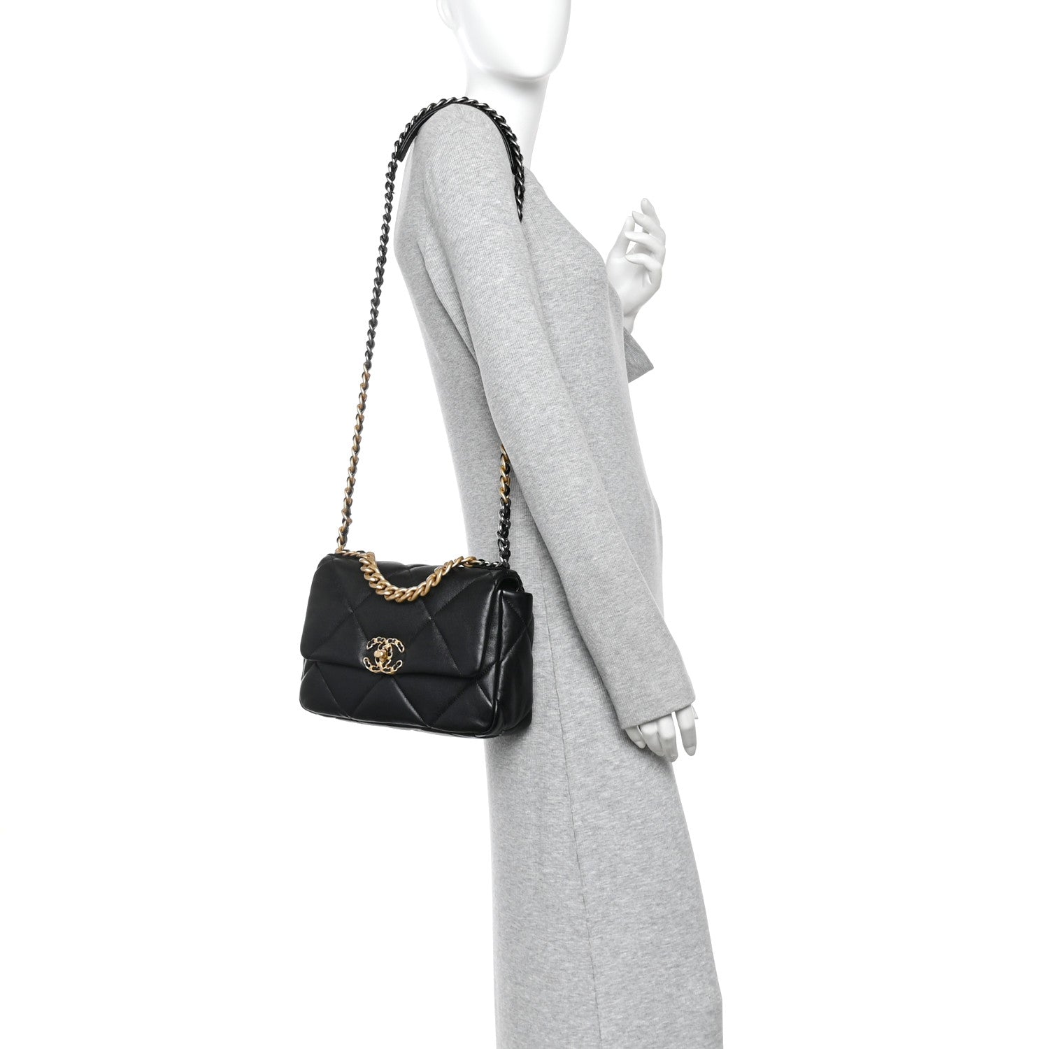 Chanel Lambskin Quilted Medium Chanel 19 Flap Black 2 of 10