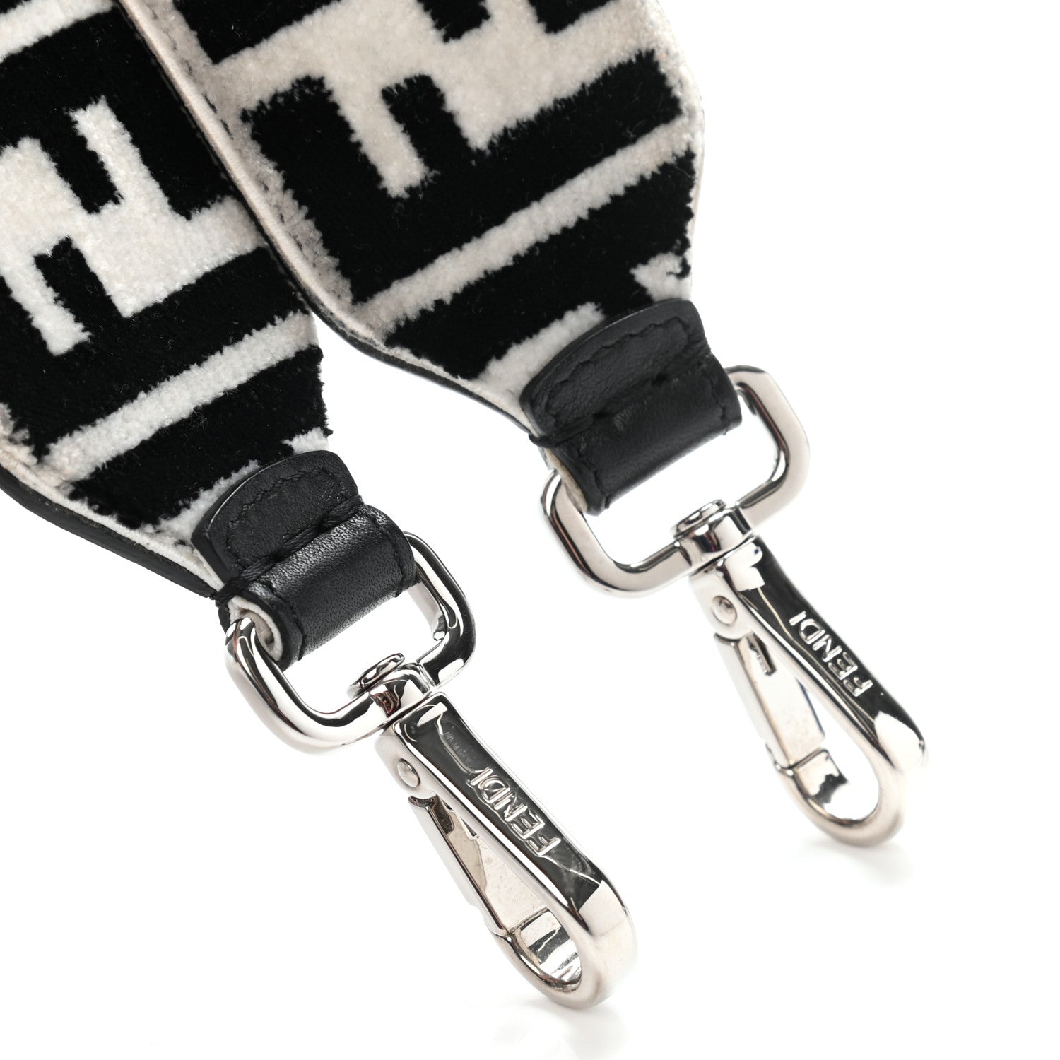 Fendi Velvet Tapestry Calfskin FF Reloaded Strap You White Black 6 of 6