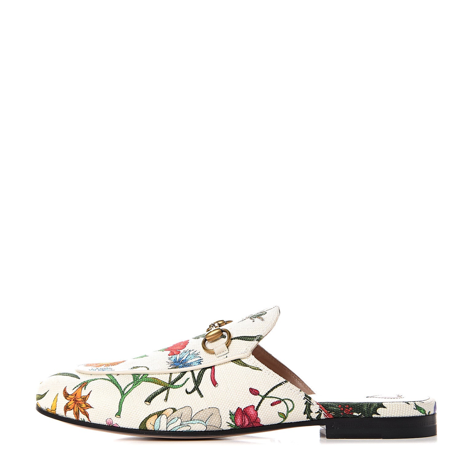 Gucci Canvas Flora Womens Princetown Slippers 36.5 White Multicolor 1 of 10