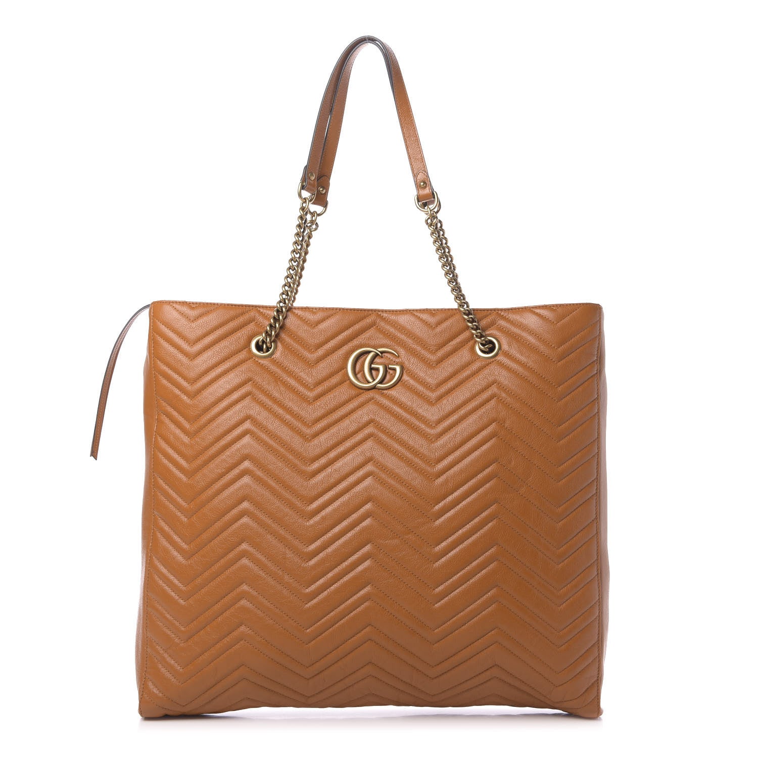 Gucci Azalea Calfskin Matelasse Large GG Marmont Slim Tote Cognac 1 of 11