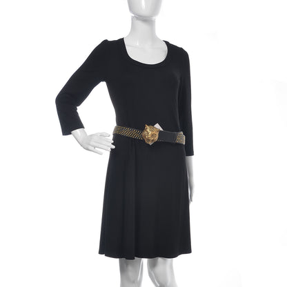 Gucci Calfskin Studded Feline Belt 110 44 Black 2 of 7