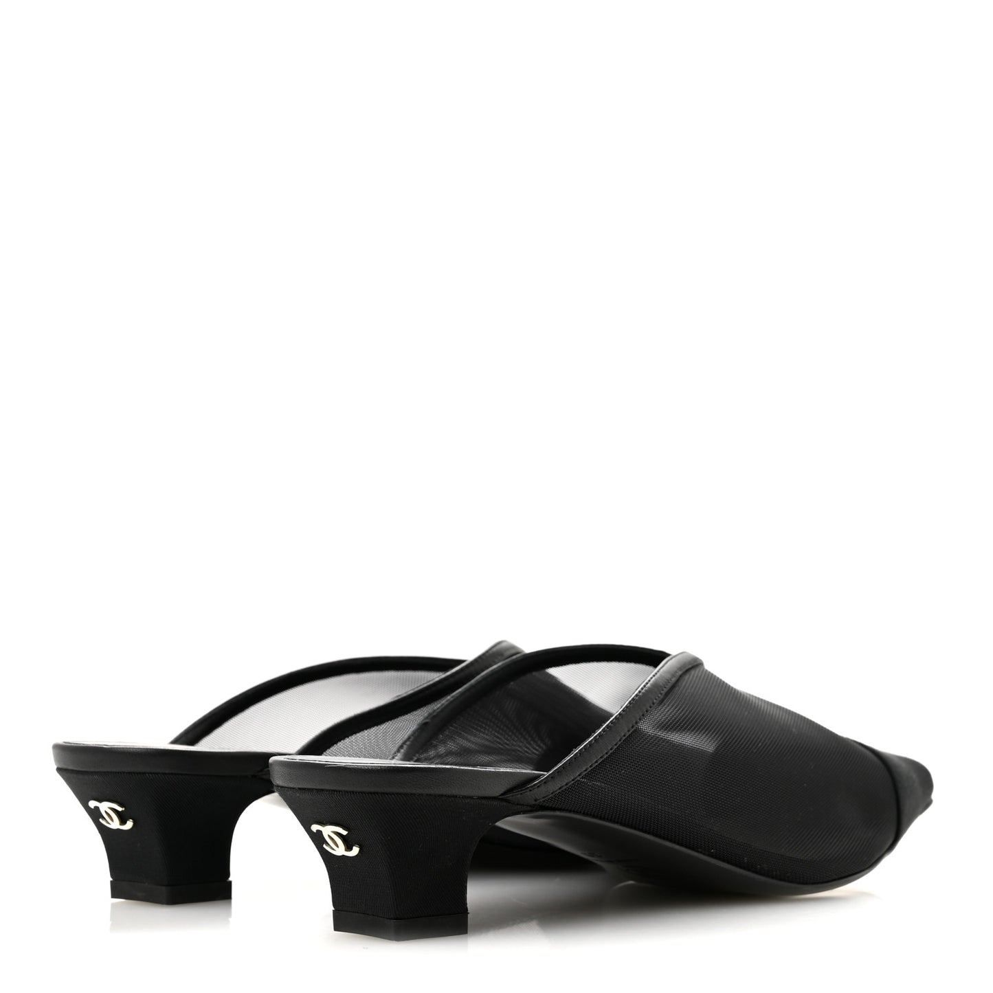 Mesh Grosgrain Cap Toe CC Mules 39 Black