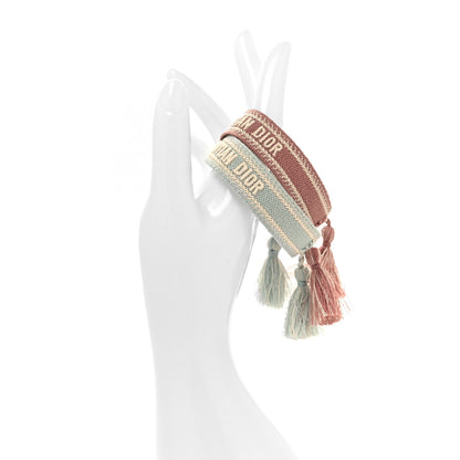 Christian Dior Woven Cotton J'Adior Friendship Bracelet Set Pink Blue 2 of 4