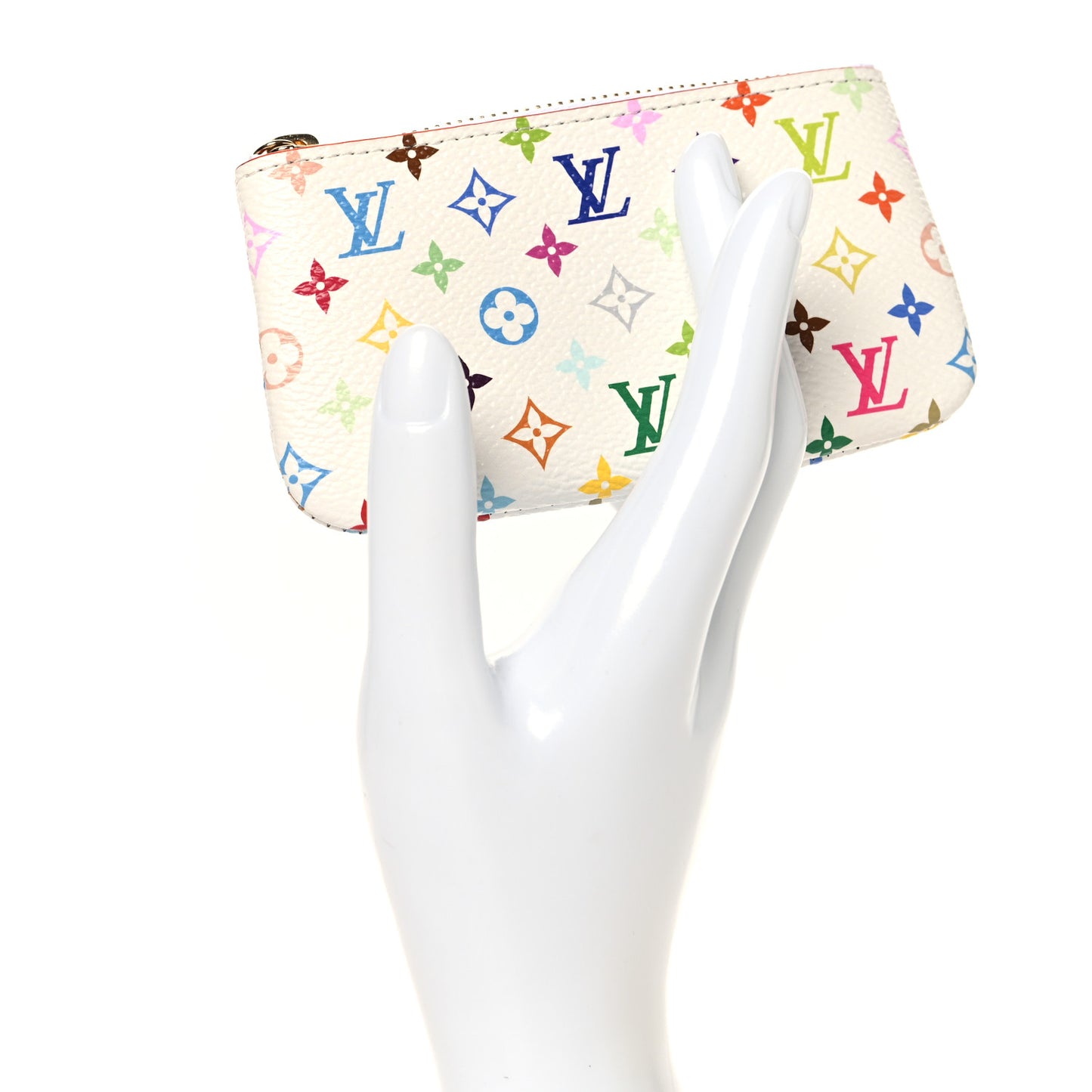 LV X TM Monogram Multicolor Key Pouch White