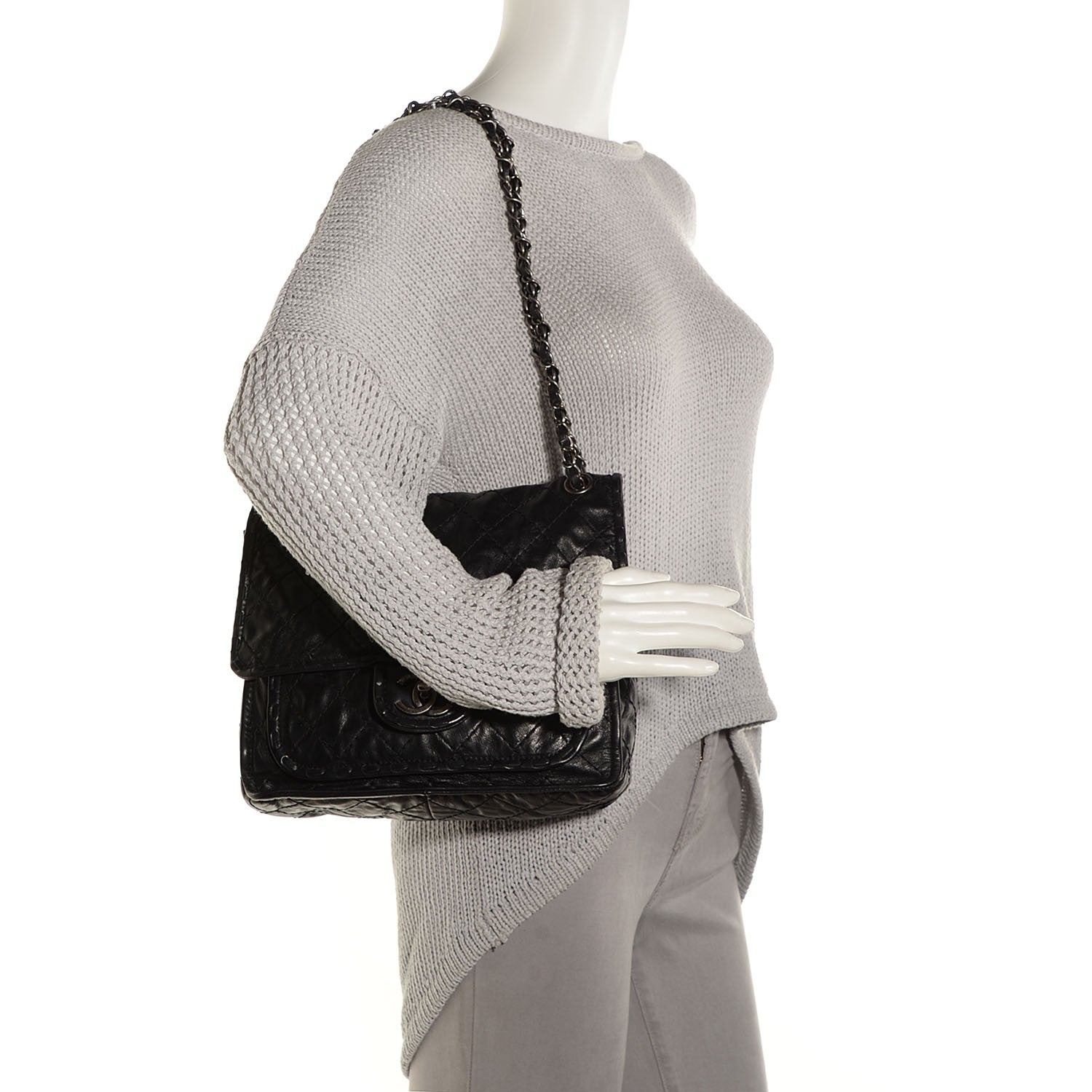 Chanel Aged Crumpled Calfskin Small Vintage Flap Black 2 of 9