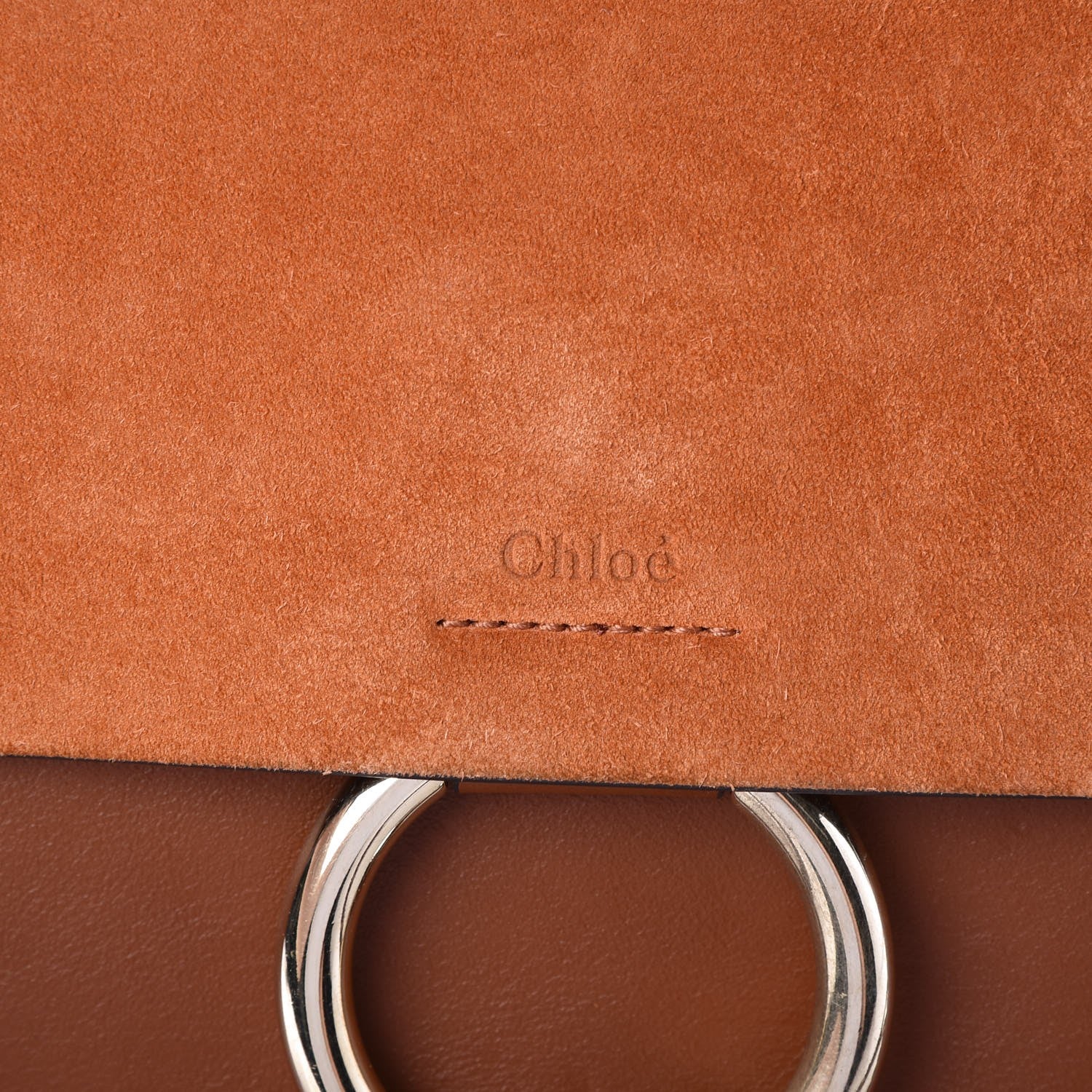 Chloe Suede Calfskin Medium Faye Shoulder Bag Tobacco 6 of 9