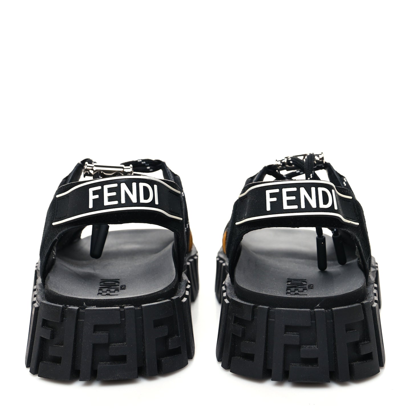 Technical Fabric Jacquard Mesh FF Mens Fendi Force Slingback Sandals 6 Black Grigio
