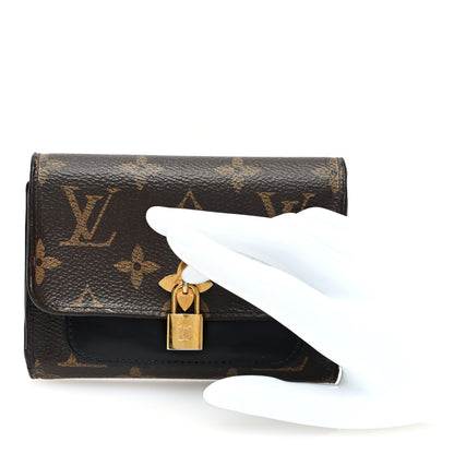 Louis Vuitton Monogram Flower Lock Compact Wallet Black 2 of 6