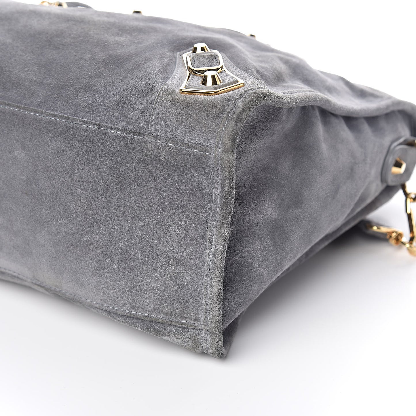 Baby Daim Suede Gold Metallic Edge Hardware City Gris Plomb
