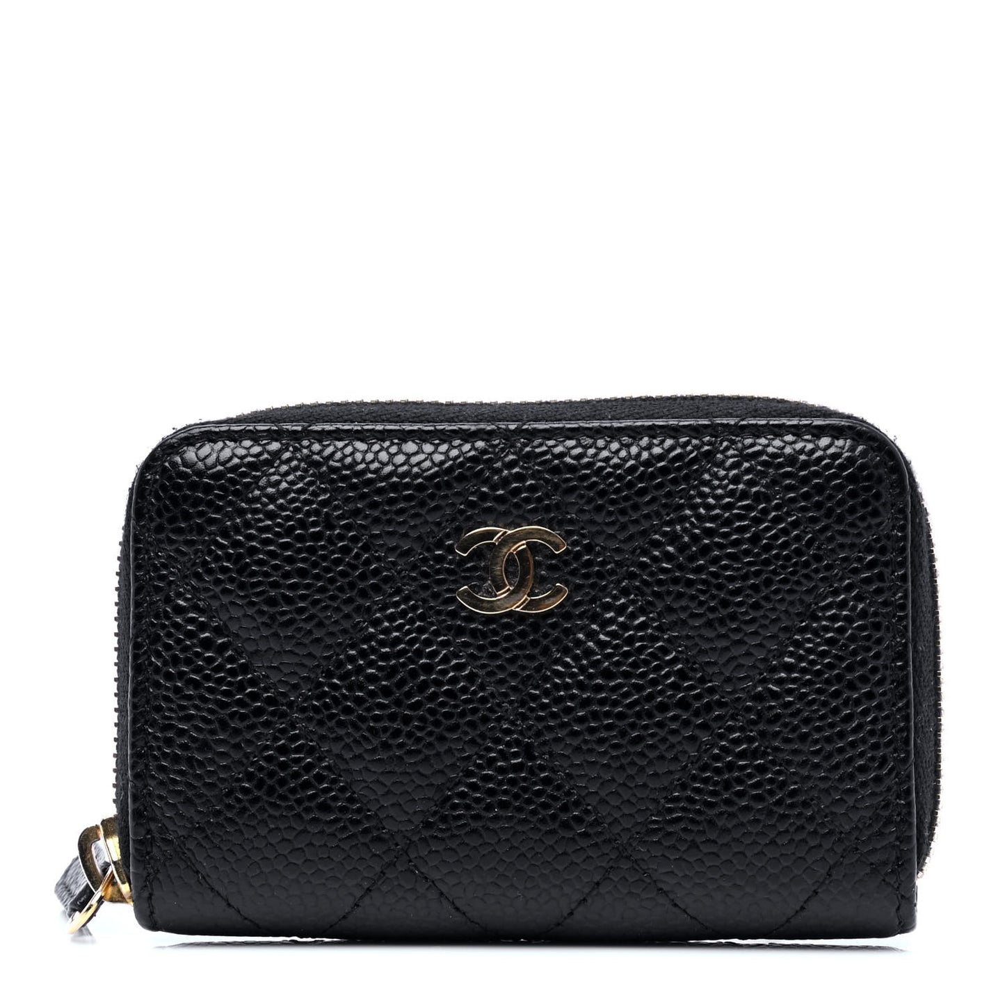 Caviar Quilted Zip Coin Purse Black