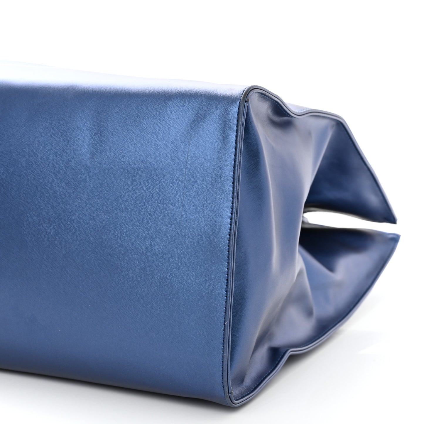 Metallic Vegan Leather Large Shopping Bag Cobalt