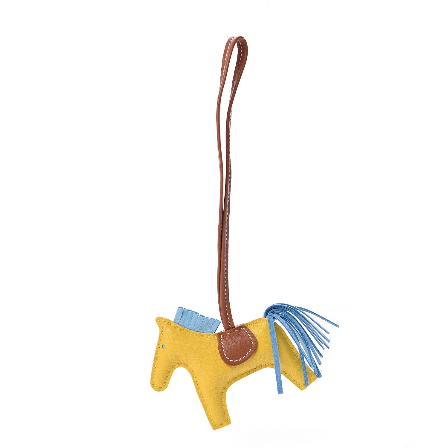 Hermes Milo Lambskin Grigri Rodeo Horse Bag Charm PM Jaune de Naples Celeste Gold 1 of 5