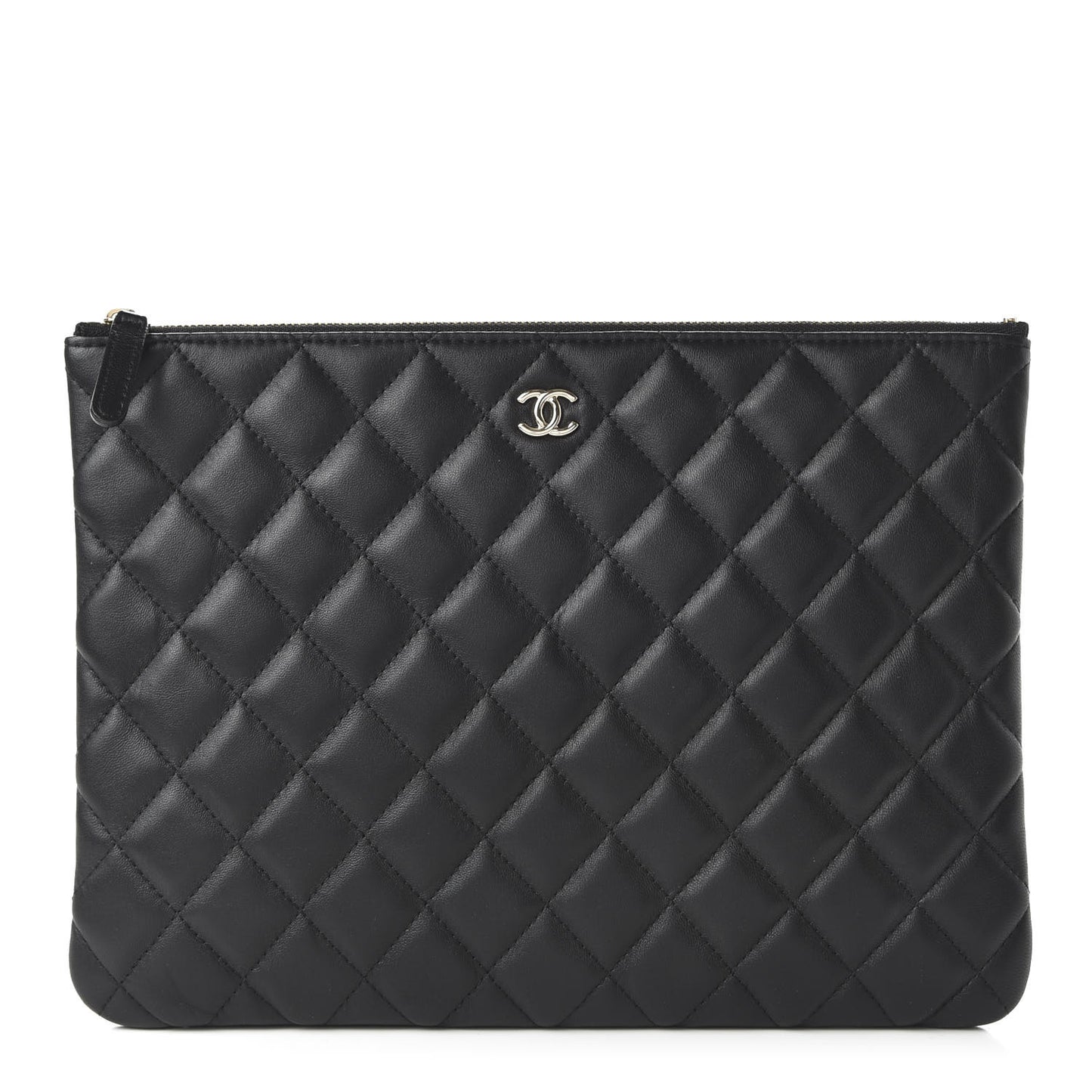 Lambskin Quilted Medium Cosmetic Case Black