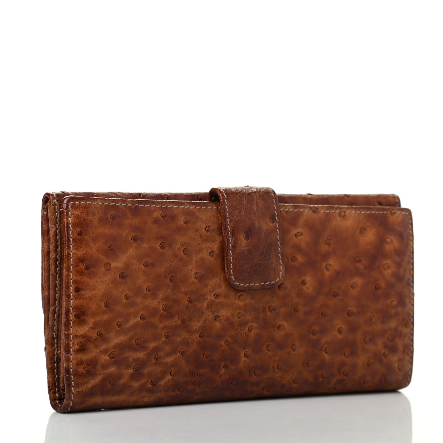 Ostrich Britt Continental Wallet Brown