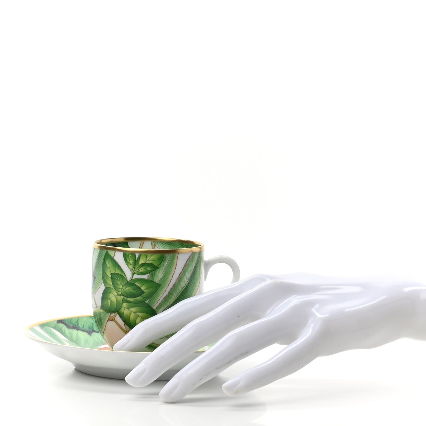 Porcelain Passifolia Coffee Cup And Saucer Set of 2