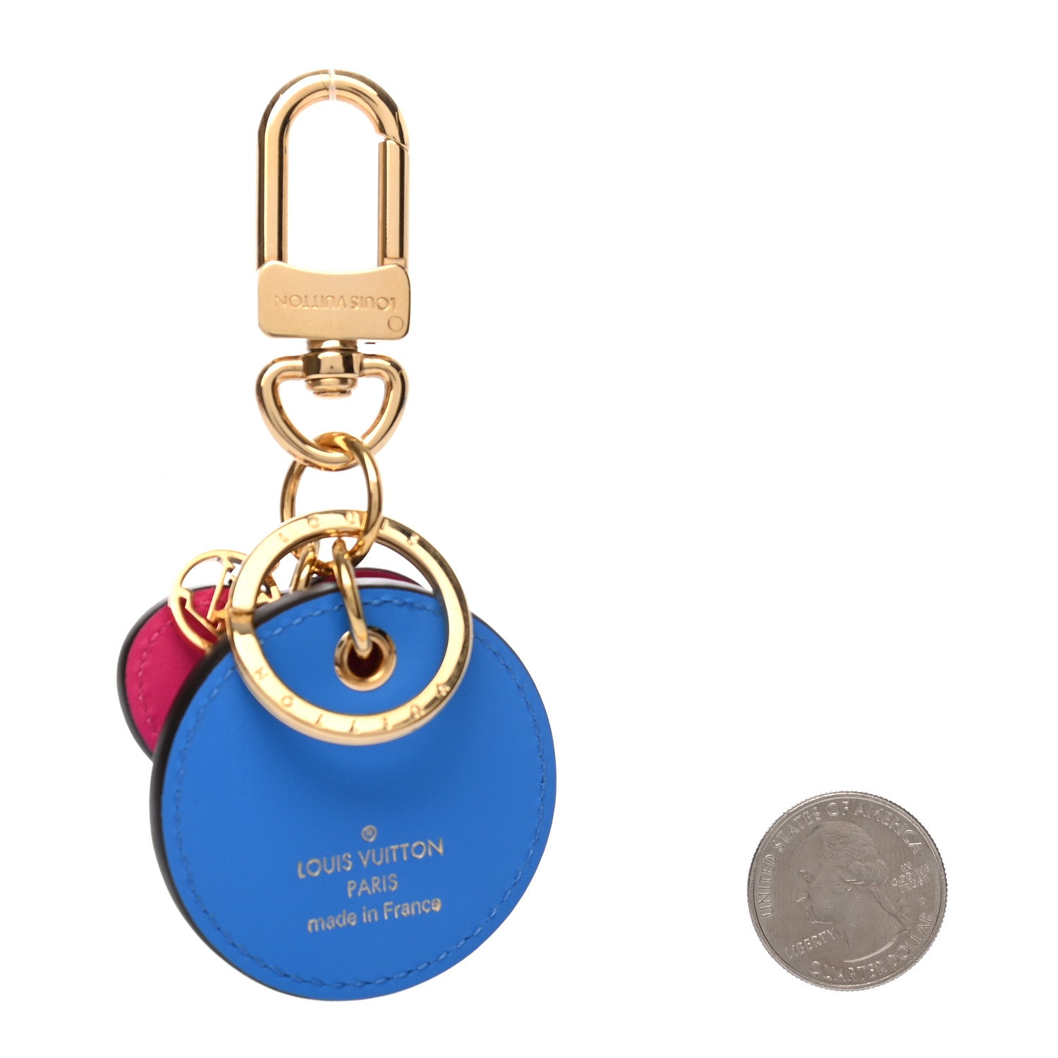 Louis Vuitton Vernis Valentine Heart Bag Charm Key Ring Fuchsia Light Blue 2 of 4