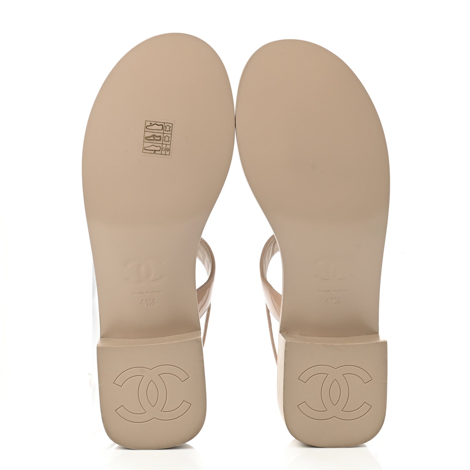 Chanel Lambskin Patent Chain CC Logo Thong Sandals 41.5 Beige 5 of 9