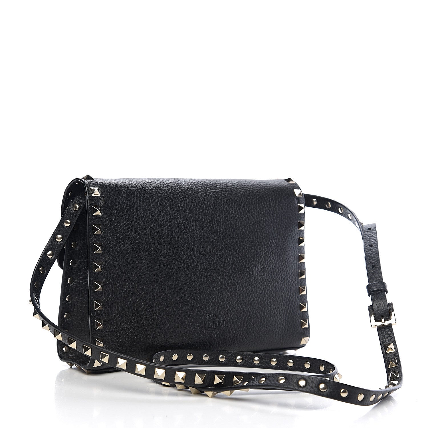 Valentino Garavani Pebbled Calfskin Medium Rockstud Flip Lock Crossbody Bag Black 2 of 8
