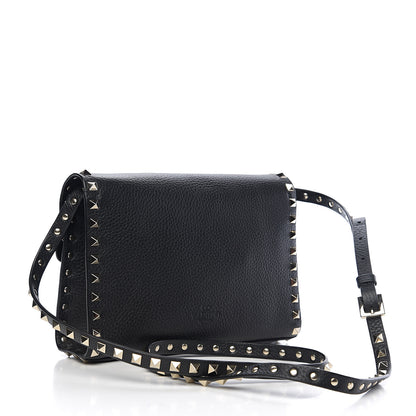 Valentino Garavani Pebbled Calfskin Medium Rockstud Flip Lock Crossbody Bag Black 2 of 8