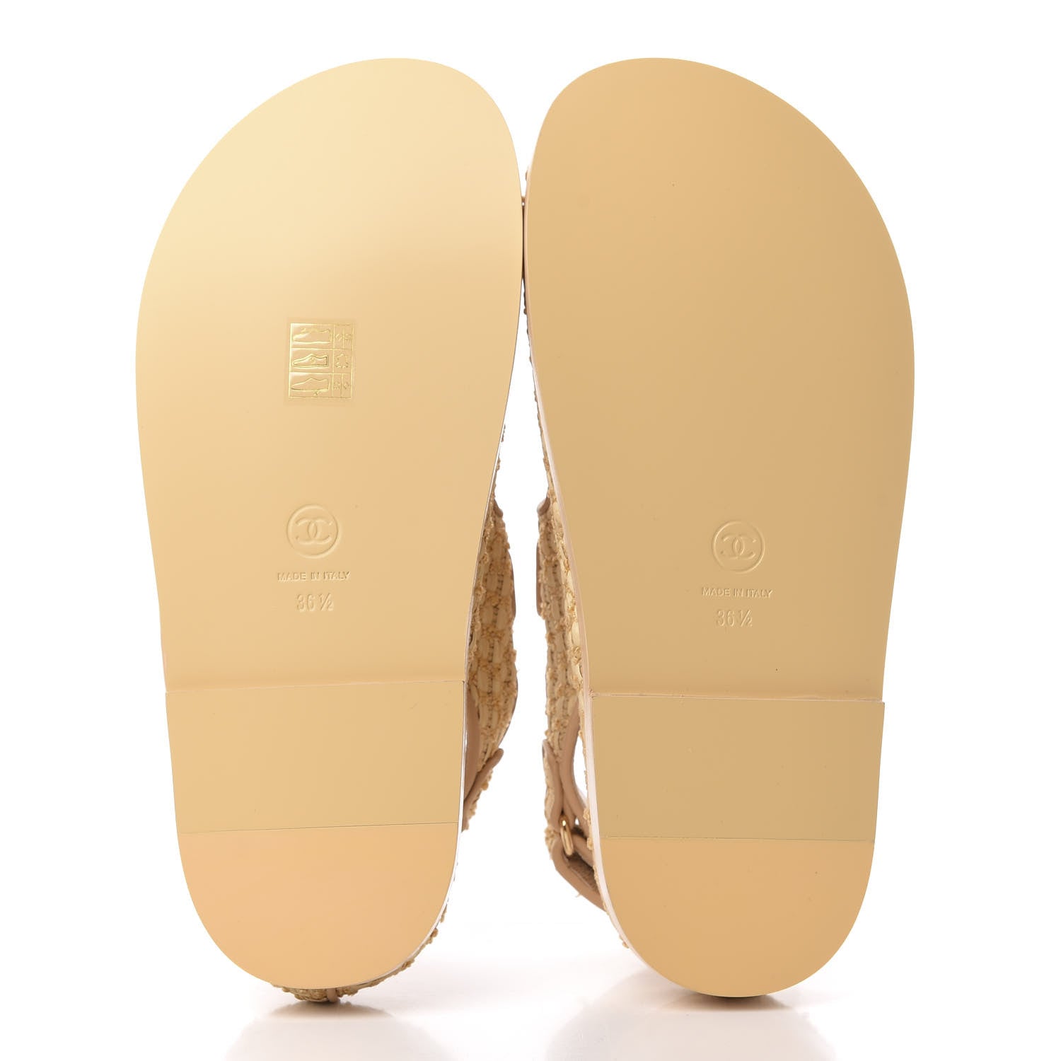 Chanel Braided Fabric Velcro Dad Sandals 36.5 Beige 5 of 9