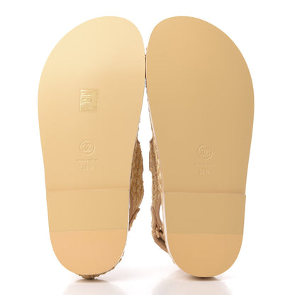 Chanel Braided Fabric Velcro Dad Sandals 36.5 Beige 5 of 9