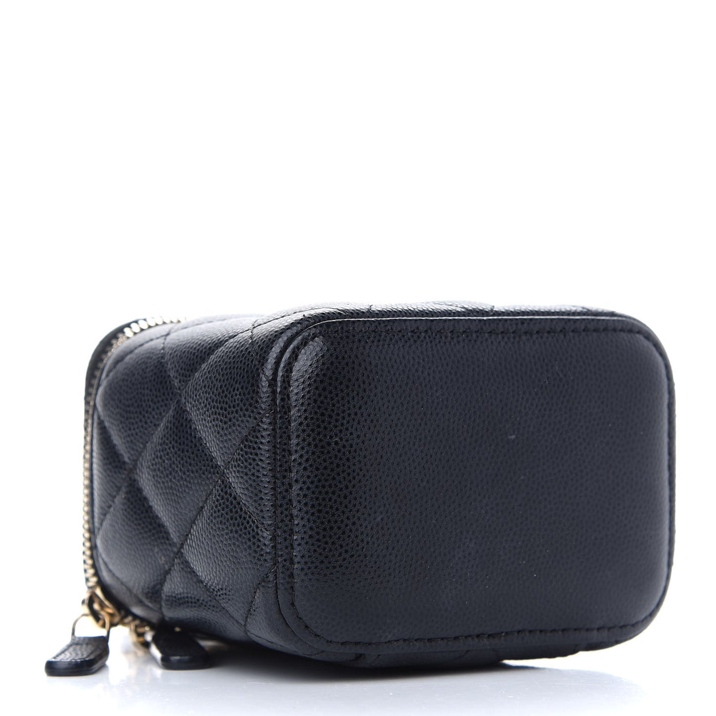 Caviar Quilted Mini Vanity Case With Chain Black