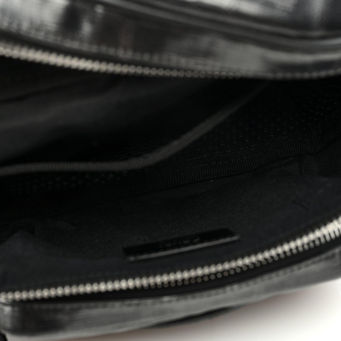 Glazed Fabric Vitello Century FF 1974 Stamp Patch Pocket Belt Bag Black