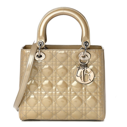 Christian Dior Patent Cannage Medium Lady Dior Beige 1 of 12