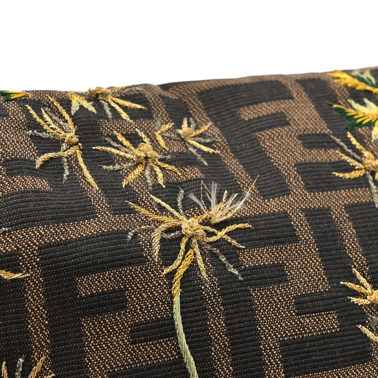 Zucca Floral Embroidered Baguette Tobacco Gold