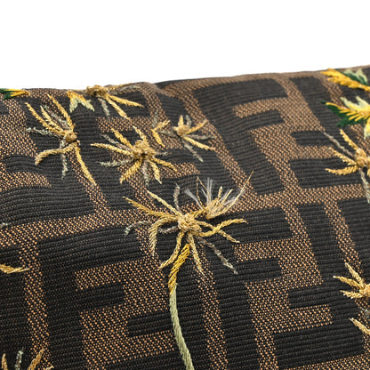 Fendi Zucca Floral Embroidered Baguette Tobacco Gold 13 of 14