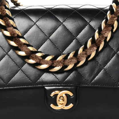 Chanel Aged Glazed Calfskin Quilted Straight Lined Flap Black 9 of 11