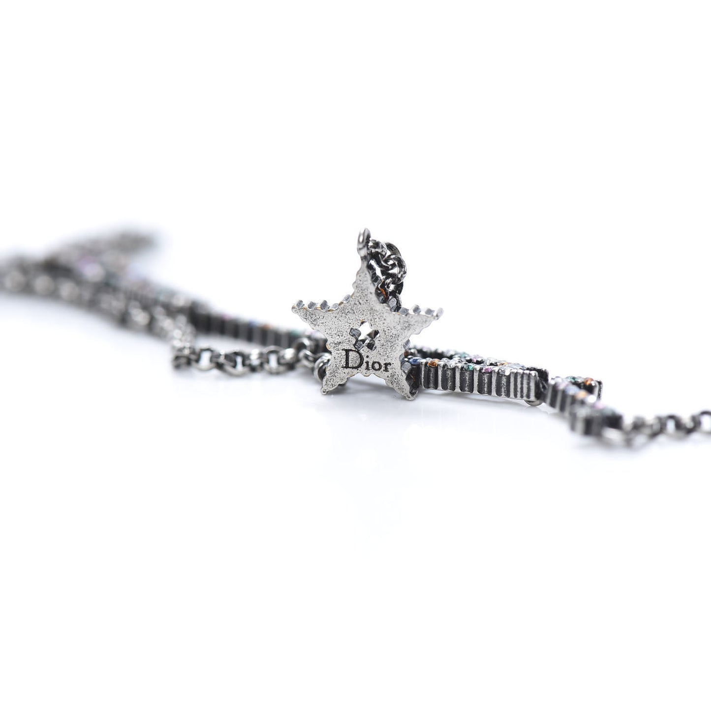 Palladium Crystal Star J'Adior Long Necklace Multicolor