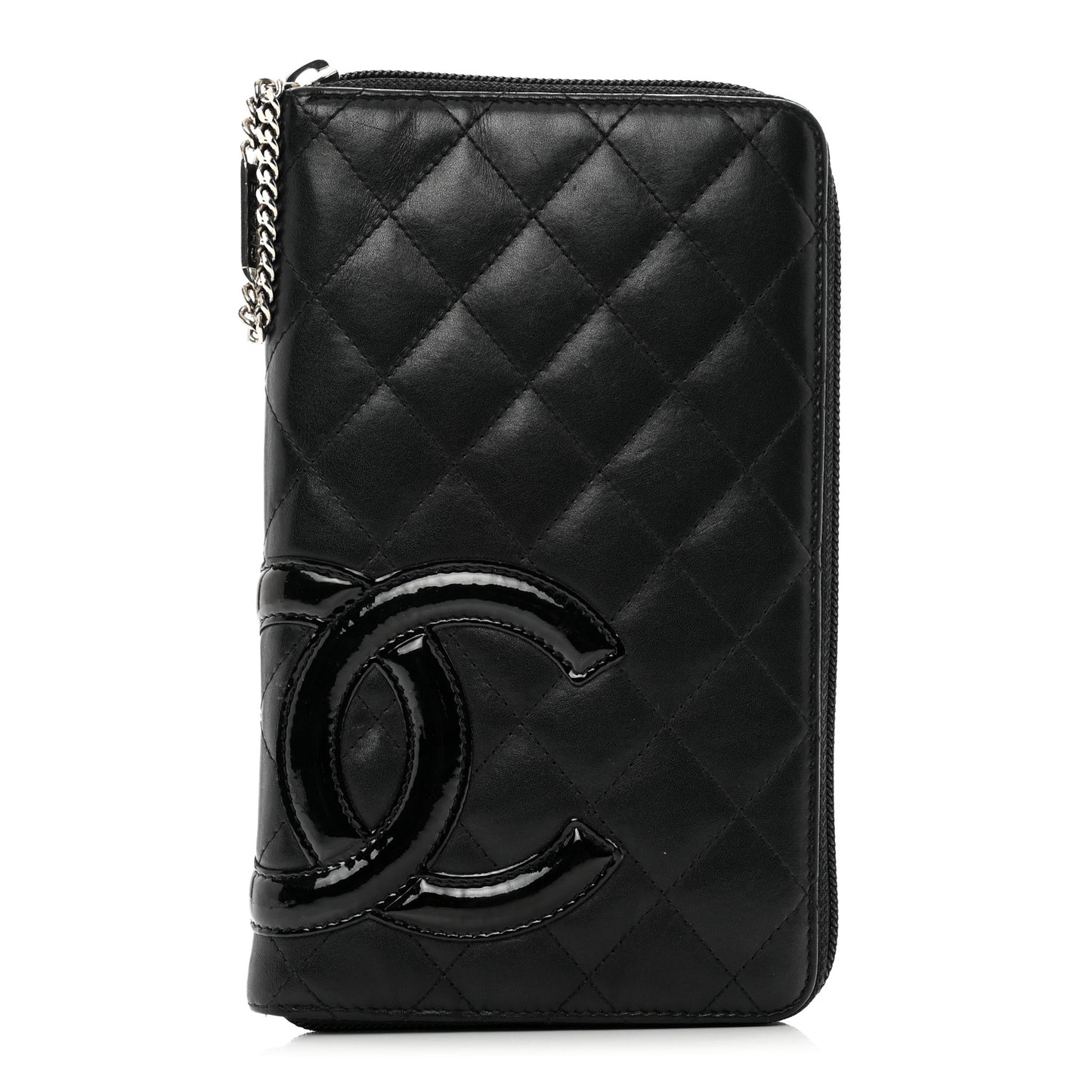 Calfskin Cambon Zip Around Organizer Wallet Black