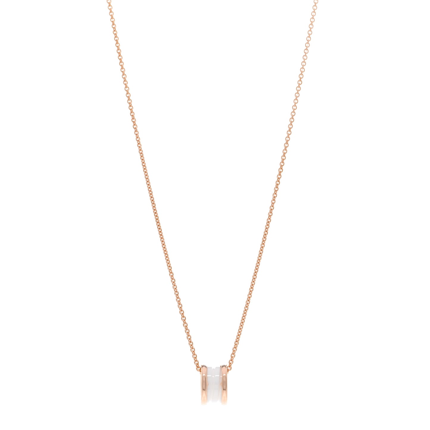 18K Rose Gold White Ceramic B.Zero1 Pendant Necklace