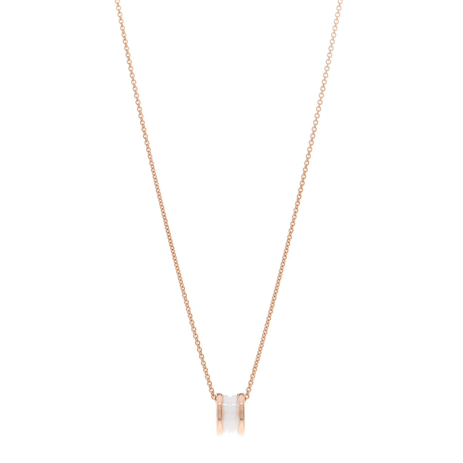 Bulgari 18K Rose Gold White Ceramic B.Zero1 Pendant Necklace 1 of 4