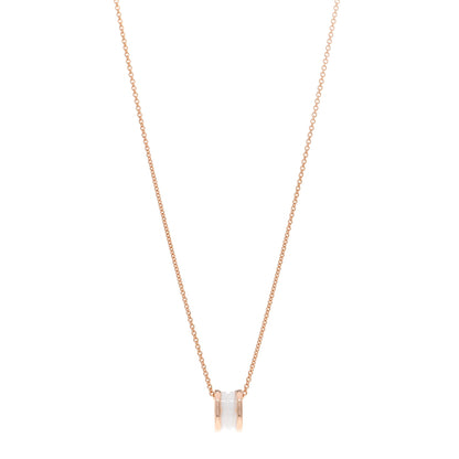 Bulgari 18K Rose Gold White Ceramic B.Zero1 Pendant Necklace 1 of 4