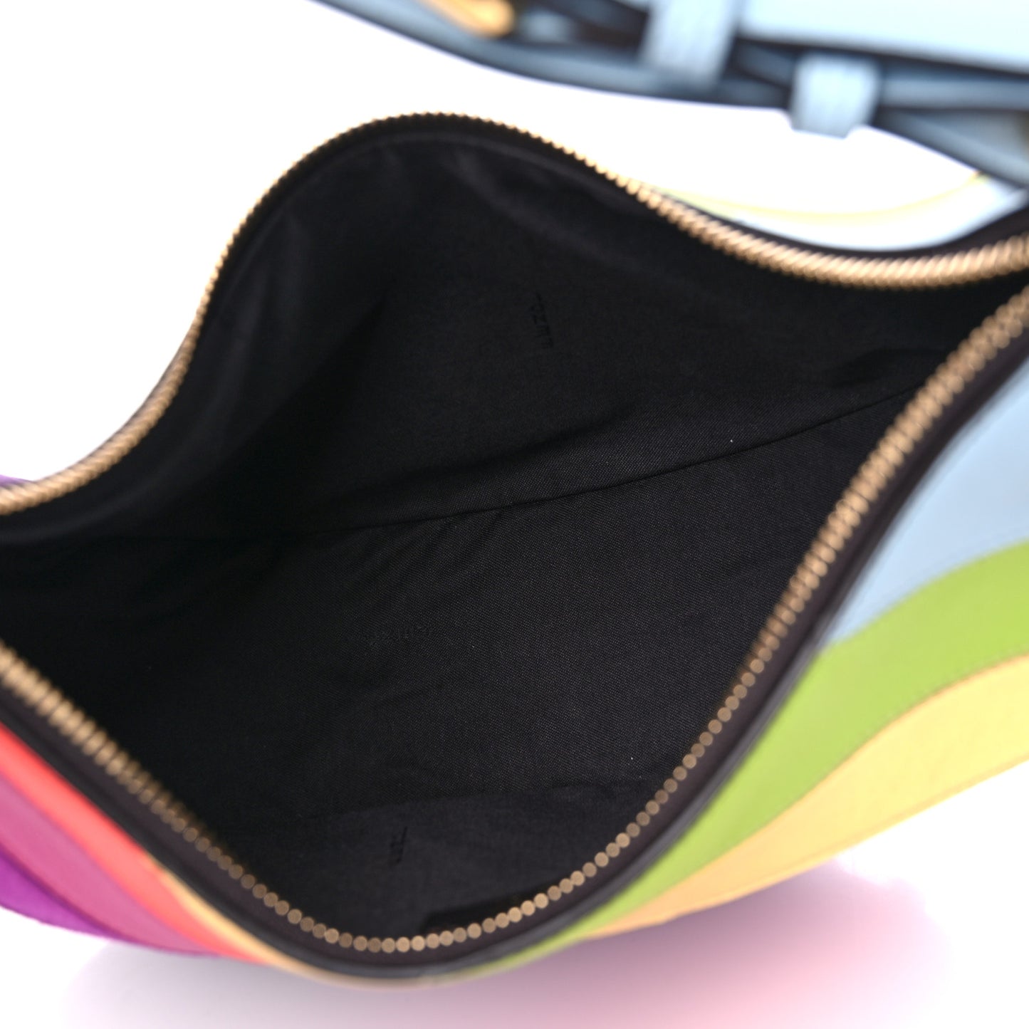 Vitello Seta Goatskin Suede Rainbow Inlay Small Fendigraphy Hobo Bag Multicolor Azzurro Baby