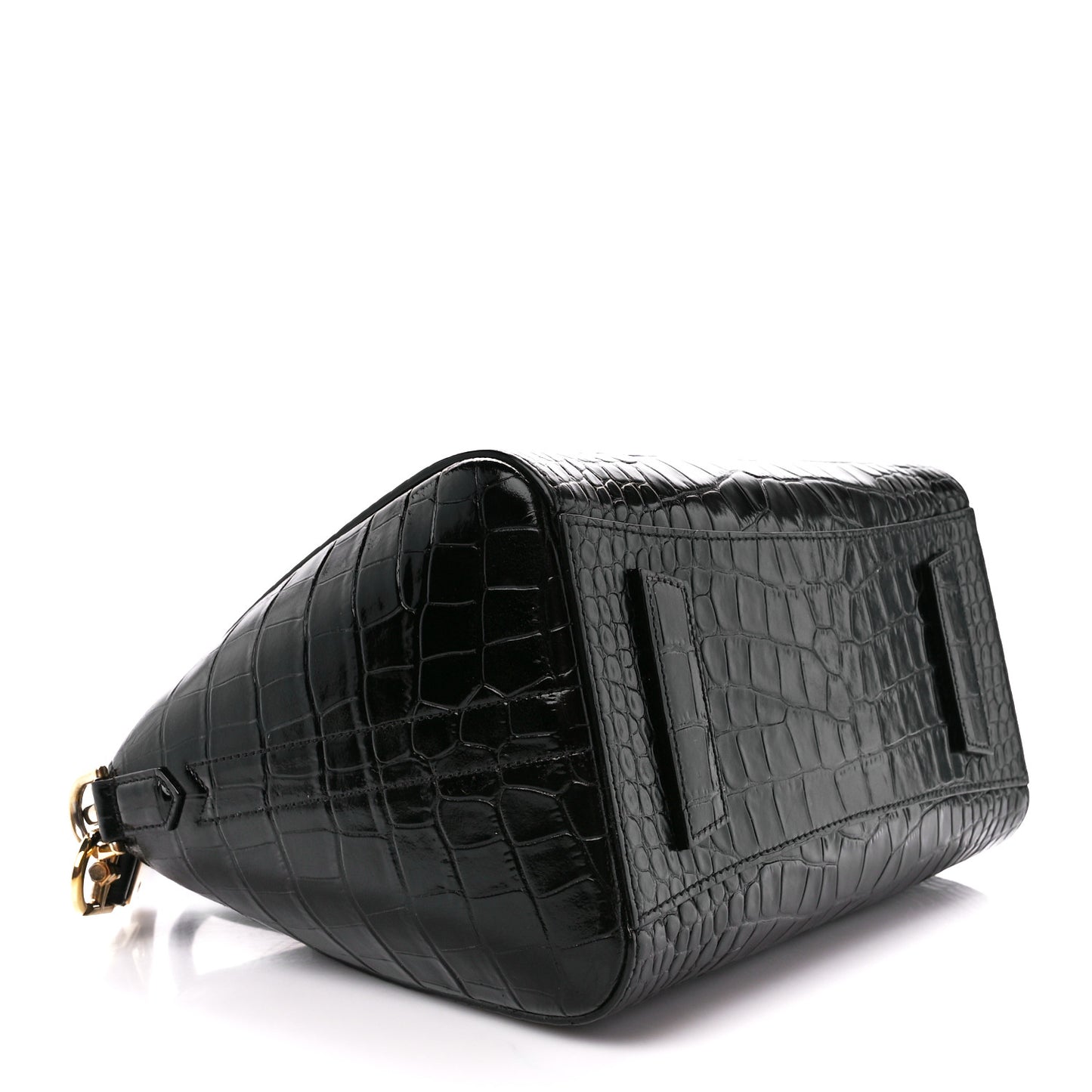 Calfskin Crocodile Embossed Small Antigona Black