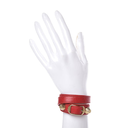 Balenciaga Agneau Giant 12 Silver Hardware Triple Tour Bracelet S Rouge Cardinal 2 of 6