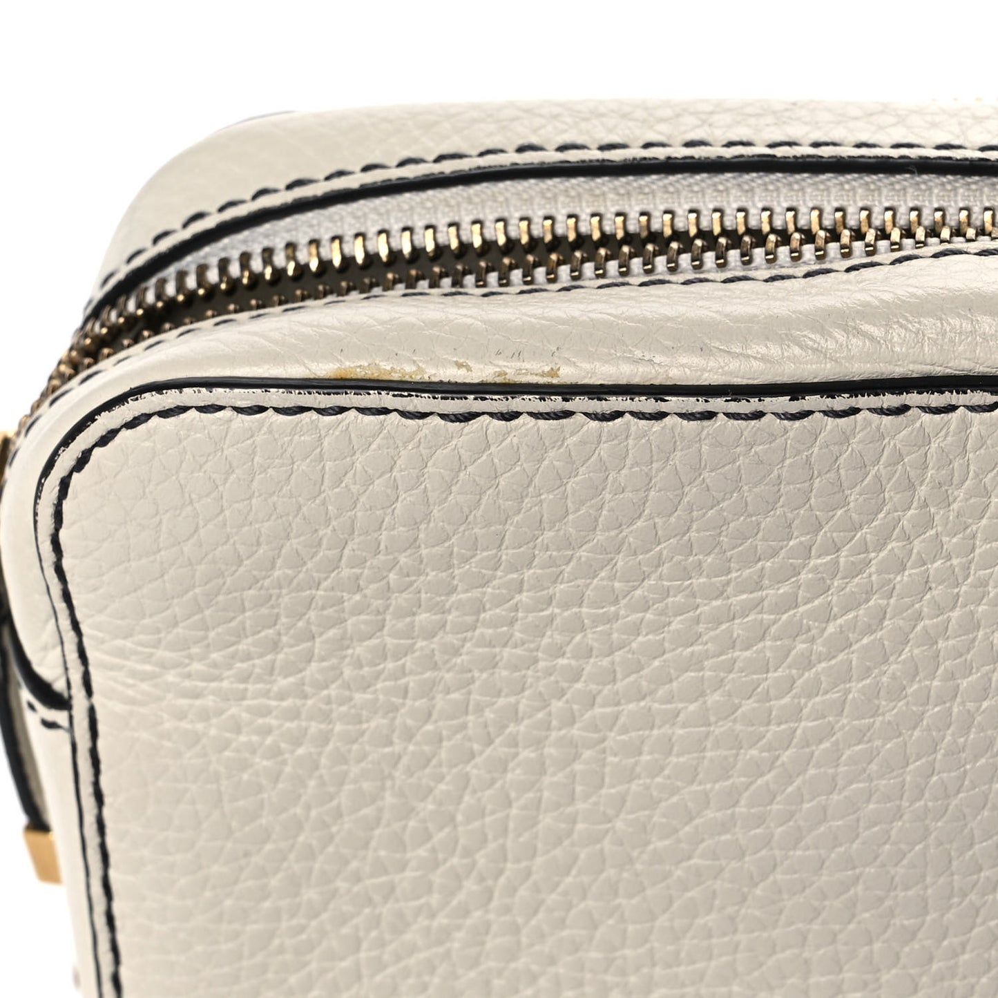 Grained Calfskin J'Adior Camera Case Clutch With Chain White